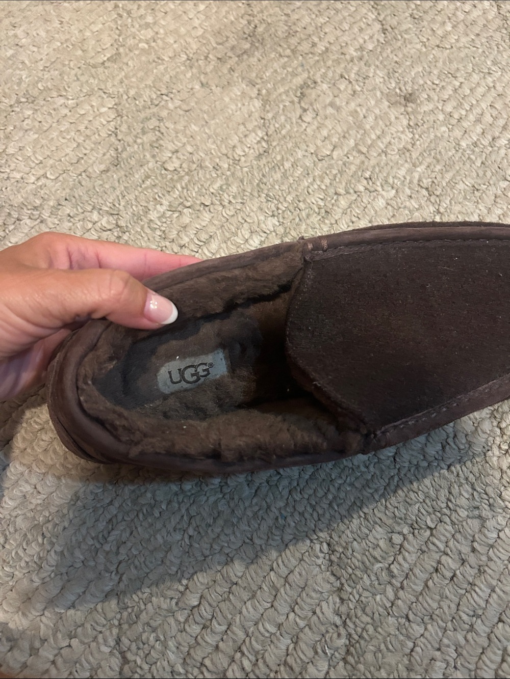 UGG ASCOT Men's Brown Suede Moccasin Slipper - Plush Lined Comfort - Picture 8 of 16
